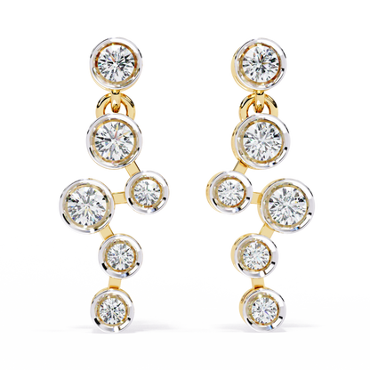 Cascade Dots – Bezel Lab Diamond Linear Earrings in 14K Gold
