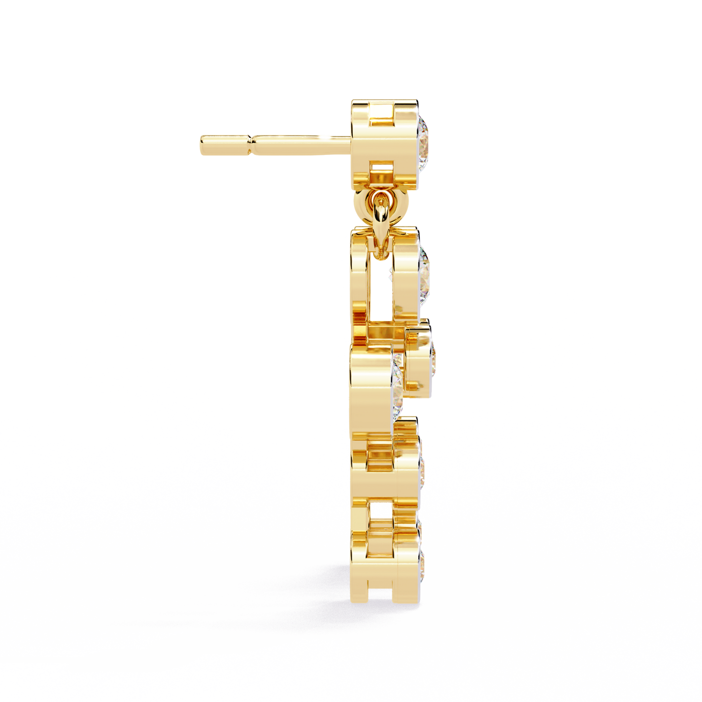 Cascade Dots – Bezel Lab Diamond Linear Earrings in 14K Gold