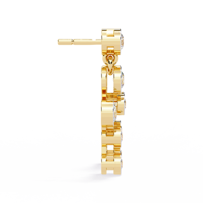 Cascade Dots – Bezel Lab Diamond Linear Earrings in 14K Gold
