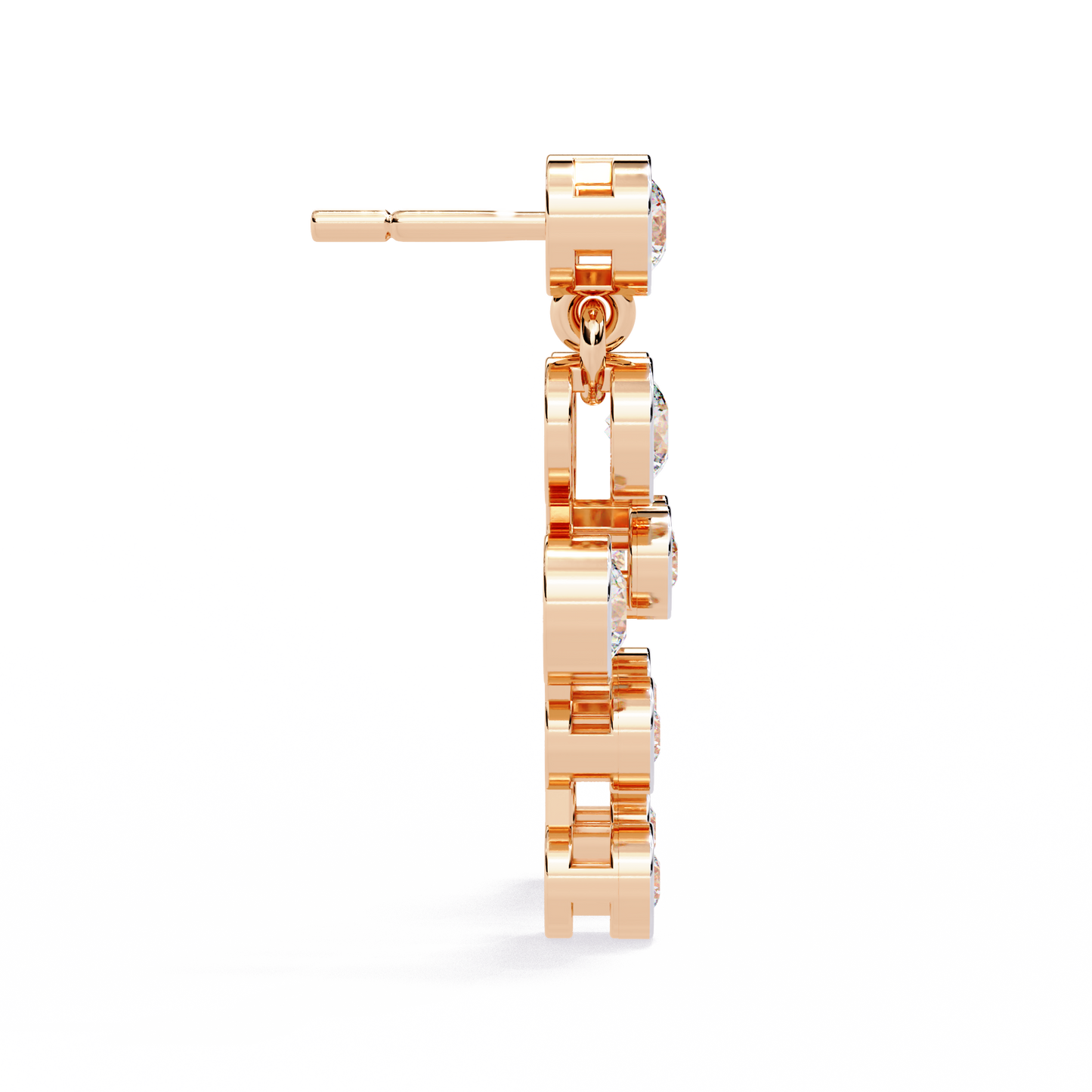 Cascade Dots – Bezel Lab Diamond Linear Earrings in 14K Gold