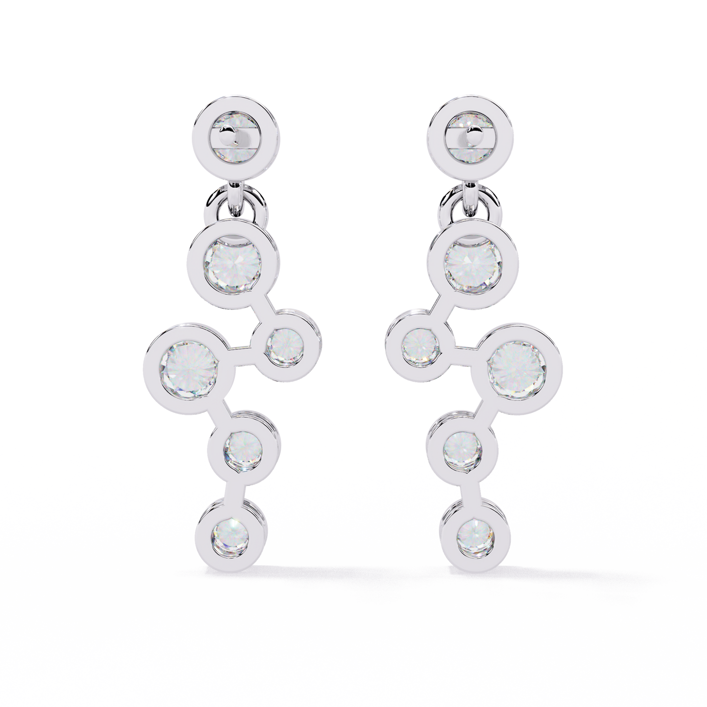 Cascade Dots – Bezel Lab Diamond Linear Earrings in 14K Gold