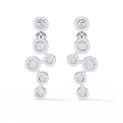 Cascade Dots – Bezel Lab Diamond Linear Earrings in 14K Gold