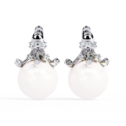 Rosé Crown – Diamond & Pink Gemstone Drop Earrings in 14K Gold