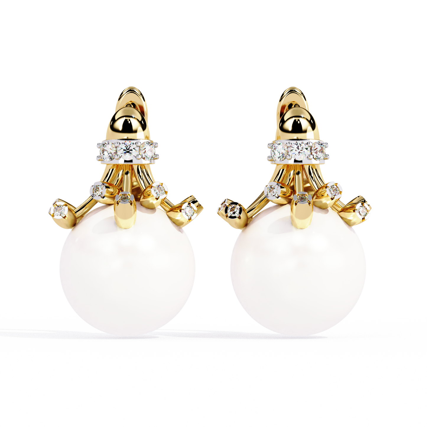 Rosé Crown – Diamond & Pink Gemstone Drop Earrings in 14K Gold