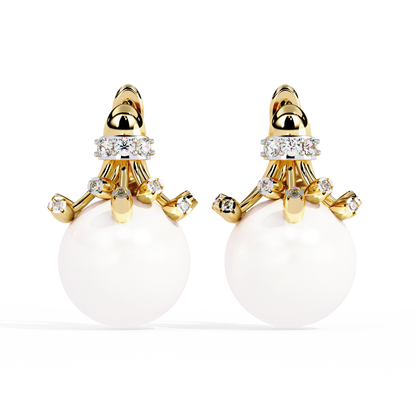 Rosé Crown – Diamond & Pink Gemstone Drop Earrings in 14K Gold
