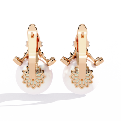 Rosé Crown – Diamond & Pink Gemstone Drop Earrings in 14K Gold