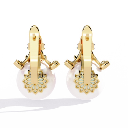 Rosé Crown – Diamond & Pink Gemstone Drop Earrings in 14K Gold
