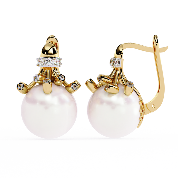 Rosé Crown – Diamond & Pink Gemstone Drop Earrings in 14K Gold