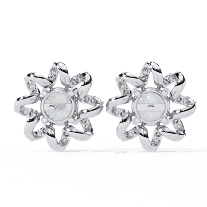 Radiant Bloom – Diamond Floral Halo Studs in 14K Gold