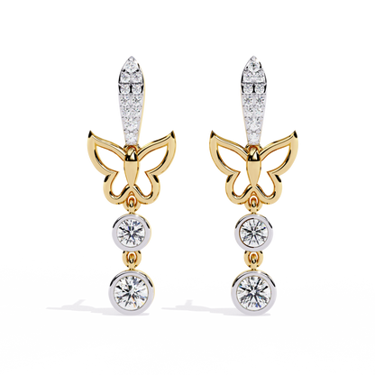 Papillon Drape – Diamond Butterfly Drop Earrings in 14K Gold