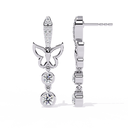 Papillon Drape – Diamond Butterfly Drop Earrings in 14K Gold