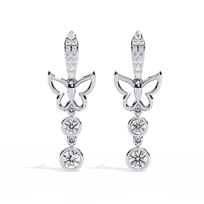 Papillon Drape – Diamond Butterfly Drop Earrings in 14K Gold