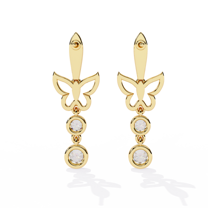 Papillon Drape – Diamond Butterfly Drop Earrings in 14K Gold