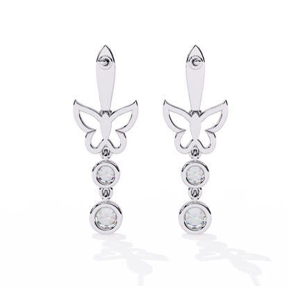 Papillon Drape – Diamond Butterfly Drop Earrings in 14K Gold