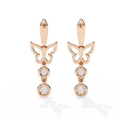 Papillon Drape – Diamond Butterfly Drop Earrings in 14K Gold