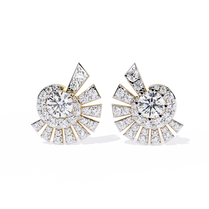 Solstice Swirl – Lab Diamond Radiant Burst Earrings in 14K Gold