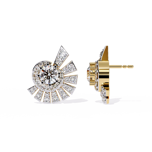 Solstice Swirl – Lab Diamond Radiant Burst Earrings in 14K Gold