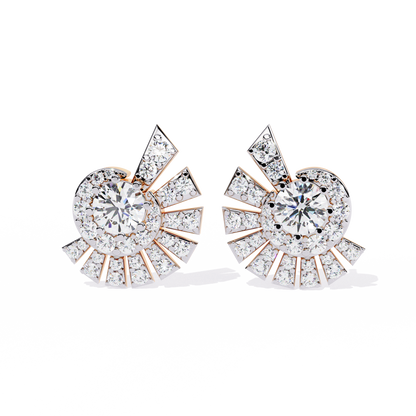 Solstice Swirl – Lab Diamond Radiant Burst Earrings in 14K Gold