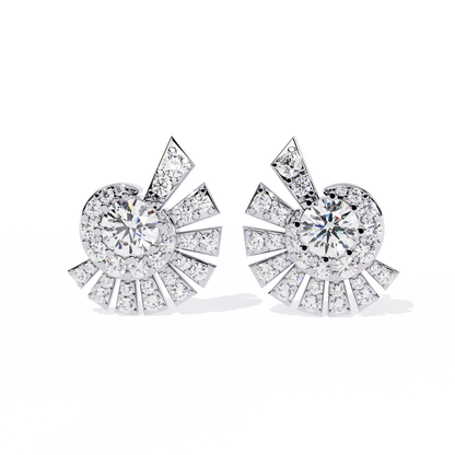 Solstice Swirl – Lab Diamond Radiant Burst Earrings in 14K Gold