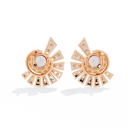Solstice Swirl – Lab Diamond Radiant Burst Earrings in 14K Gold