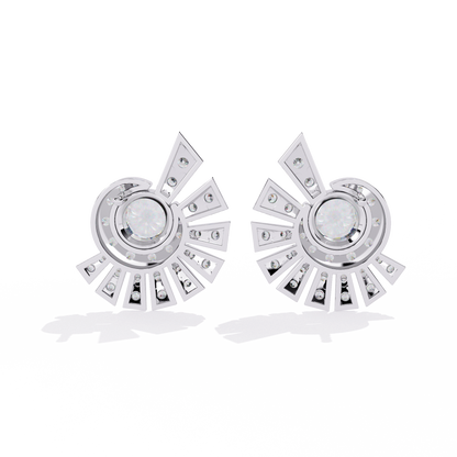 Solstice Swirl – Lab Diamond Radiant Burst Earrings in 14K Gold