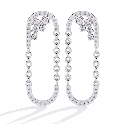Luxe Loop – Pavé Diamond Chain Link Drop Earrings in 14K Gold