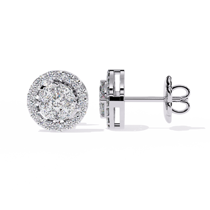 Lumière Crest – Princess & Marquise Lab Diamond Halo Studs in 14K Gold