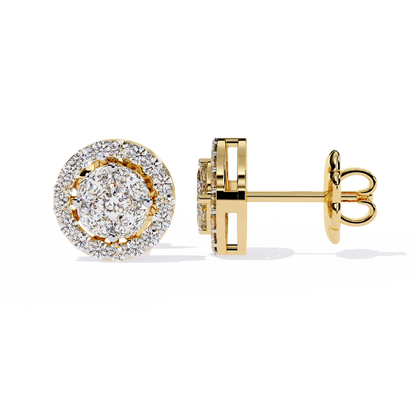 Lumière Crest – Princess & Marquise Lab Diamond Halo Studs in 14K Gold
