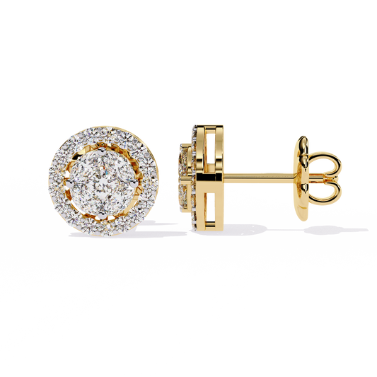 Lumière Crest – Princess & Marquise Lab Diamond Halo Studs in 14K Gold