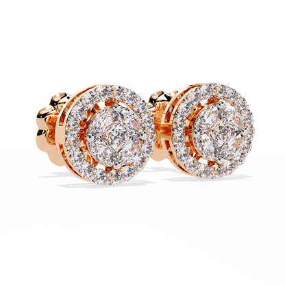 Lumière Crest – Princess & Marquise Lab Diamond Halo Studs in 14K Gold