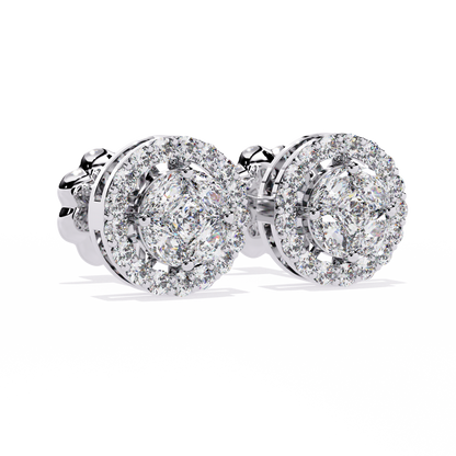 Lumière Crest – Princess & Marquise Lab Diamond Halo Studs in 14K Gold