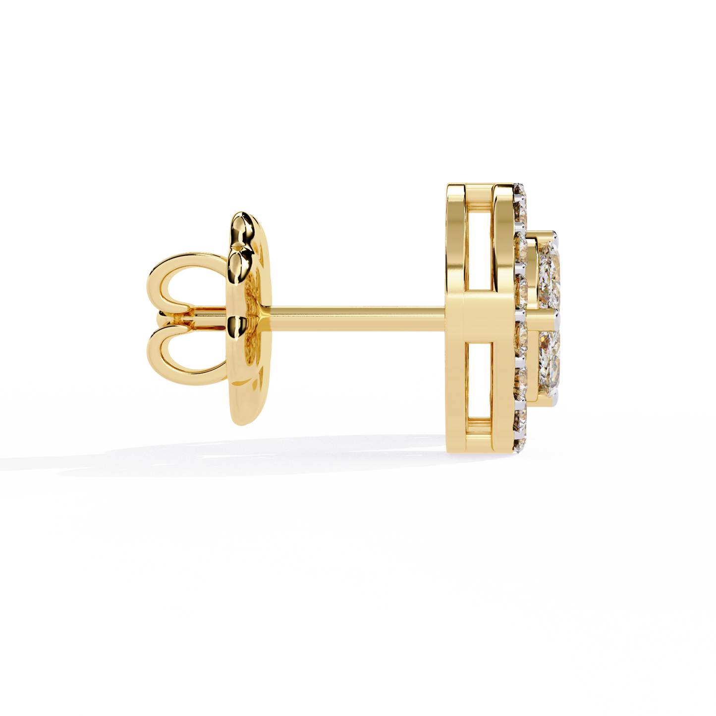 Lumière Crest – Princess & Marquise Lab Diamond Halo Studs in 14K Gold