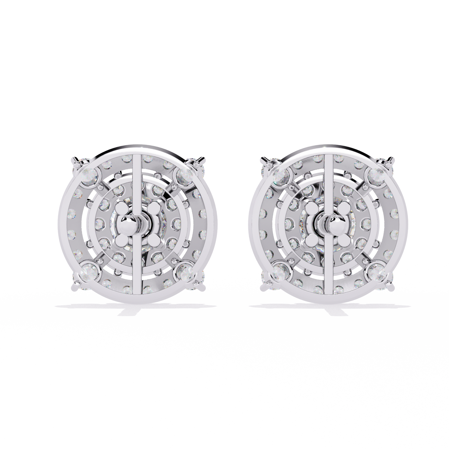 Eclipse Radiance – Double Halo Lab Diamond Stud Earrings in 14K Gold