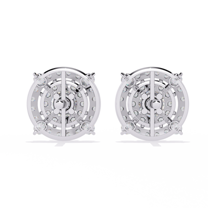 Eclipse Radiance – Double Halo Lab Diamond Stud Earrings in 14K Gold