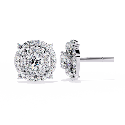 Eclipse Radiance – Double Halo Lab Diamond Stud Earrings in 14K Gold