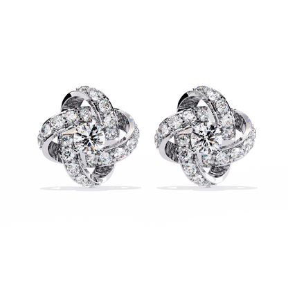 Petal Swirl – Lab Diamond Floral Knot Stud Earrings in 14K Gold