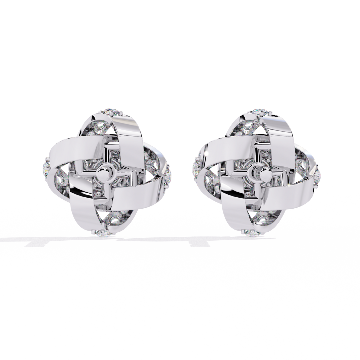 Petal Swirl – Lab Diamond Floral Knot Stud Earrings in 14K Gold