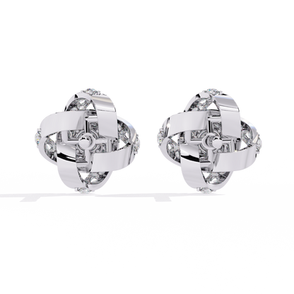 Petal Swirl – Lab Diamond Floral Knot Stud Earrings in 14K Gold