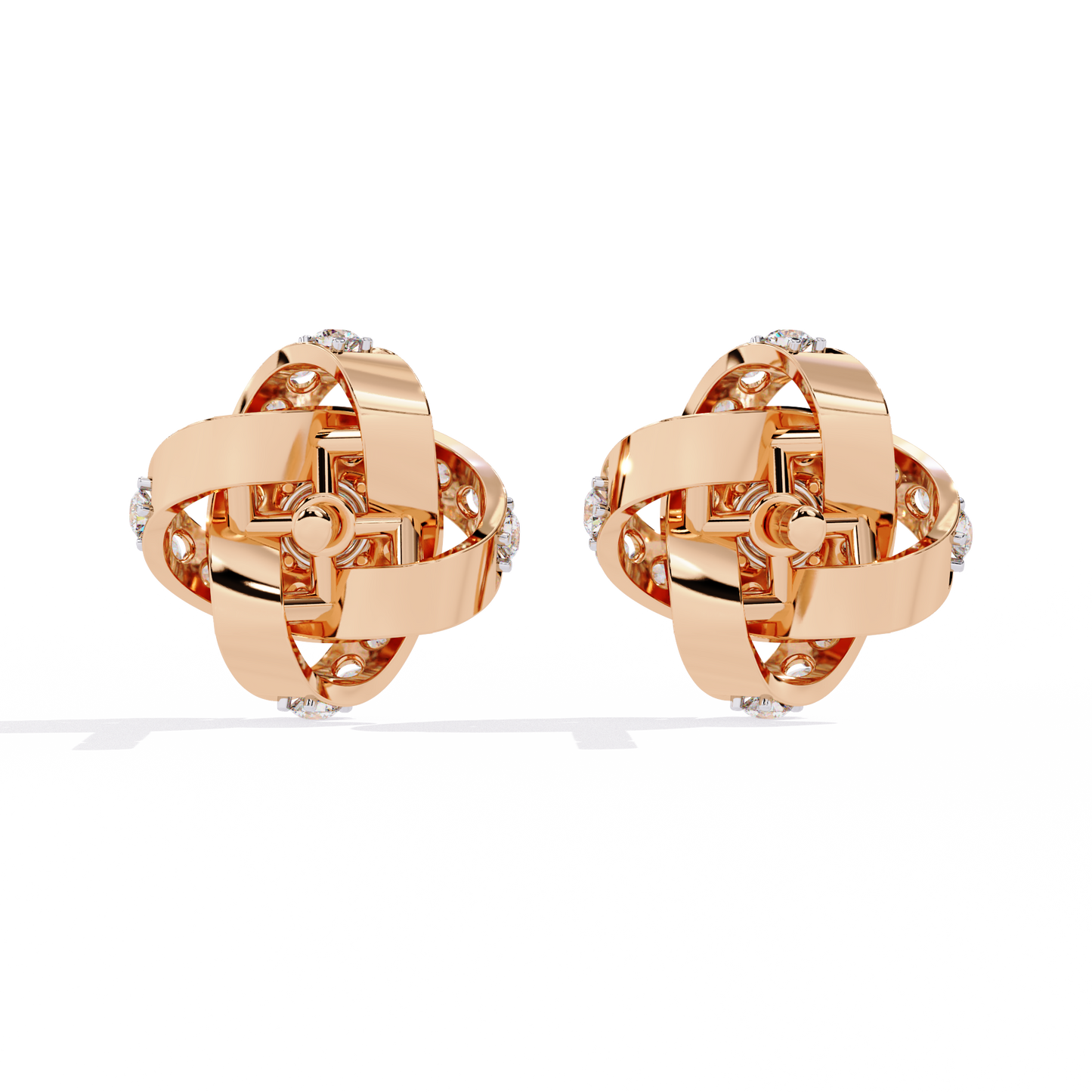 Petal Swirl – Lab Diamond Floral Knot Stud Earrings in 14K Gold