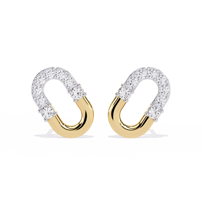 Diamond Bar Loop – Lab Diamond Pavé Lock Earrings in 14K Gold