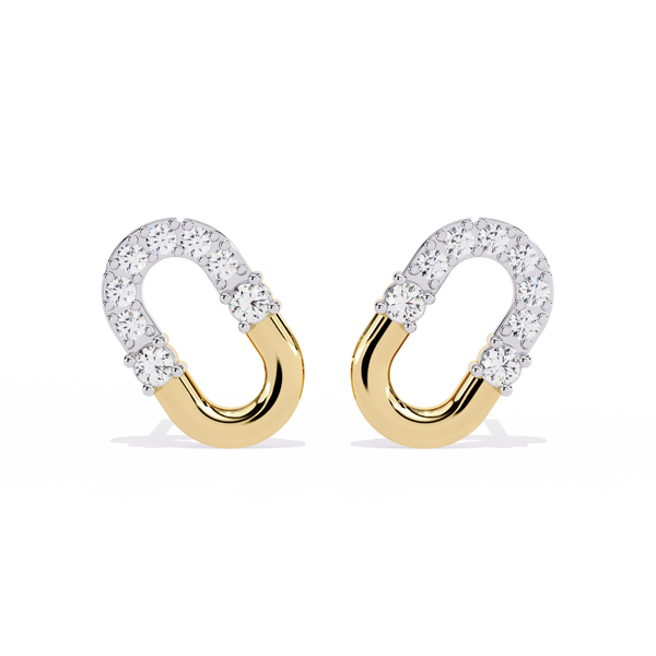 Diamond Bar Loop – Diamond Pavé Lock Earrings in 14K Gold