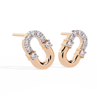 Diamond Bar Loop – Lab Diamond Pavé Lock Earrings in 14K Gold