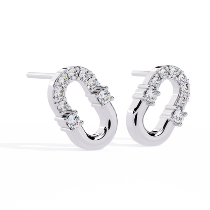 Diamond Bar Loop – Lab Diamond Pavé Lock Earrings in 14K Gold