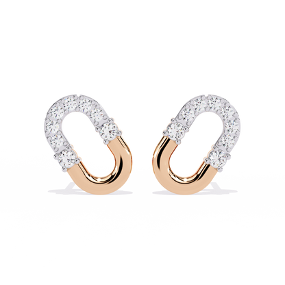 Diamond Bar Loop – Lab Diamond Pavé Lock Earrings in 14K Gold