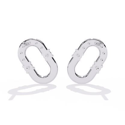Diamond Bar Loop – Lab Diamond Pavé Lock Earrings in 14K Gold