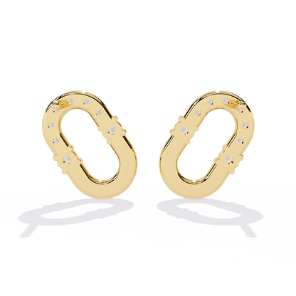Diamond Bar Loop – Lab Diamond Pavé Lock Earrings in 14K Gold