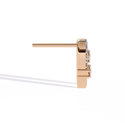 Diamond Bar Loop – Lab Diamond Pavé Lock Earrings in 14K Gold