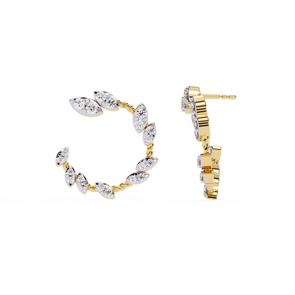 Floral Vine – Marquise Cluster Hoop Earrings in 14K Gold