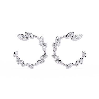 Floral Vine – Marquise Cluster Hoop Earrings in 14K Gold