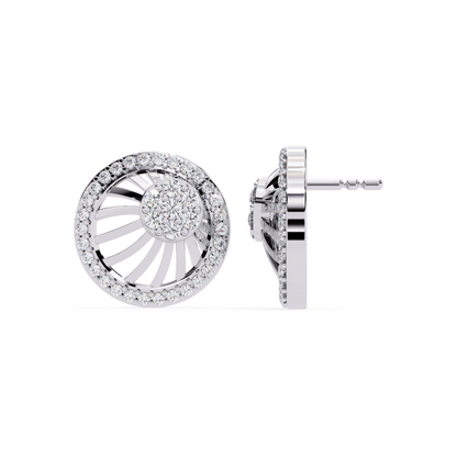 Sunburst Radiance – Diamond Fan Disc Earrings in 14K Gold
